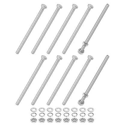 M METERXITY 10-Pack Hex Head Screw Bolt with Nuts Flat & Lock Washers M5x90mm Stainless Steel Bolts and Nuts Kit Fully Threaded Metric Bolt Assortment for Equipment/Machinery - size: M5x90mm