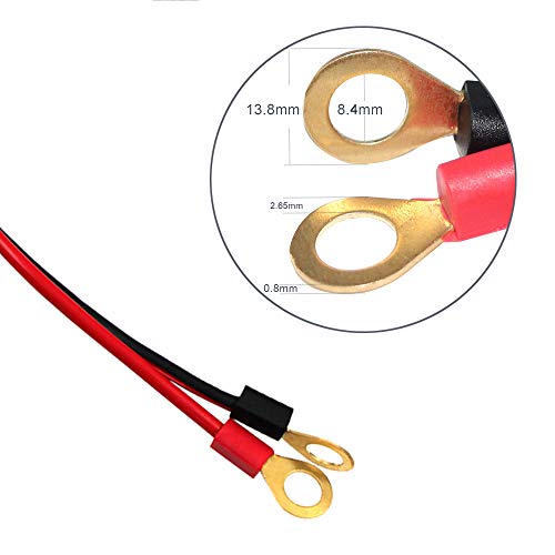 Battery Alligator Clips Booster Jumper Cable - O Ring Terminal Harness Wire 2 Pin Lug Cable for Car Battery Charging 16AWG (3ft-2 pack) - size: 3ft-2 pack