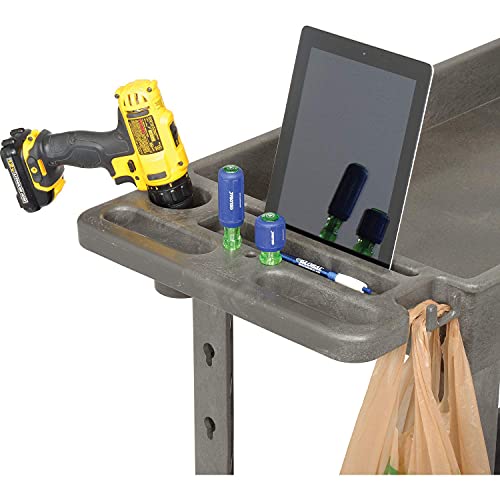 Global Industrial Plastic 2 Shelf Tray Service & Utility Cart, 38” x 17-1/2”, 5" Rubber Casters - color: Gray