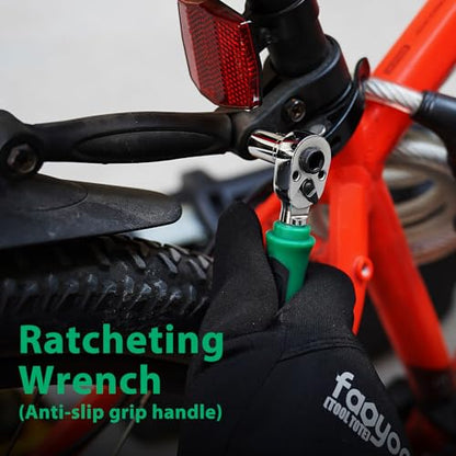 39pcs Mini Ratchet Wrench Set, CR-V Metric Sockets with Quick-Release Ratcheting Wrench, Extension Bar, Spinner Handle & Adapter, Compact Mechanics Tool Set for Car Repair