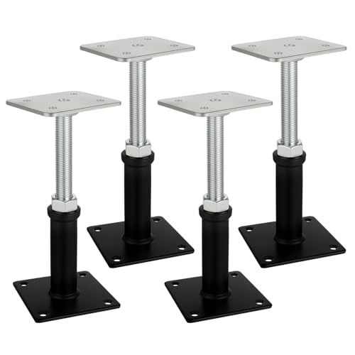 4 Pack House Jacks for Leveling, Screw Jack Adjustable Floor Jack Post | 6" to 9.5" Height Range 4409 lbs Max Height Capacity, Crawl Space Jacks for Stairs, Porches, Roof Beams, Temporary Support
