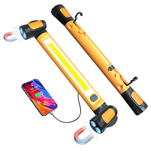 Work Light for Mechanic,3200LM LED Work Lights,5400mAh Rechargeable Magnetic Light bar,Portable Automotive Tools Underhood Light with Hooks for Car Garage Workshop Emergency,Gifts for Him, Yellow - color: Yellow