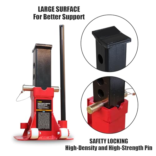 Torin ATZ70006PB Heavy Duty Jack Stands: Pin Style Jack Stand with 2 Casters and Handle, Easily Portable Car Stand for Car SUV, Truck and Pick Up, 7 Ton (14,000 lb) Capacity, Red - size: 7 Ton, style: Caster