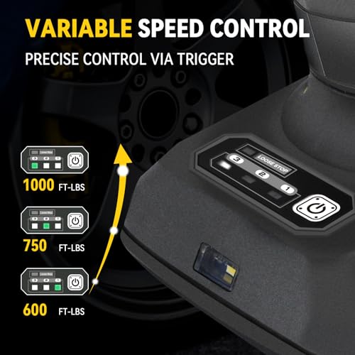 Cordless Impact Wrench 1/2 inch Impact Gun with Charger & 5 Sockets, Brushless Motor, 1000Ft-lbs, 21V, 4.0Ah Battery, Variable Speeds for Car/Pickup Truck/Mower/Industrial Tasks - style: 1000 Ft-lbs /1 xBattery