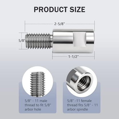 Airway Buff Extender, Airway Buffing Wheel Extension Shaft, 5/8"-11 Threads Arbor Extended Adapter, Universal Angle Grinder Attachments, for Aluminum Wheel Polishing Kit-1 Set - color: 5/8"-11 Threads Extender 1pc
