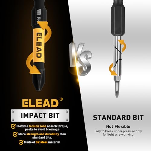6-Piece Phillips Bit #2 Impact, 2 Inch Magnetic Phillips Head Drill & Screwdriver Bit with Magnetic Bit Holder, S2 Steel, 1/4" Hex Shank, PH2 for Impact Driver, Professional & DIY Use - style: 6-Piece
