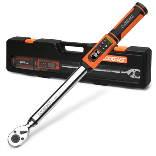 coobeast 1/2 Drive Digital Torque Wrench(3.76-250.8 Ft.lbs./5.1-340Nm) | Preset Value Torque Wrench with ±2% accuracy, Buzzer and LED Flash Five Units of Measure for Motorcycle, Auto Repair - color: Orange, size: 1/2-inch(3.76-250.8 Ft.lbs./5.1-340Nm)
