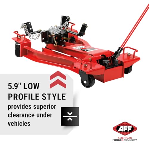 AFF Low Profile Manual Hydraulic Transmission Jack - Heavy Duty Steel Body, Adjustable Saddle with Safety Chain & 360 Handle - for Transmissions, Transfer Cases & Differentials (Multiple Capacities) - size: 2000 lbs Capacity