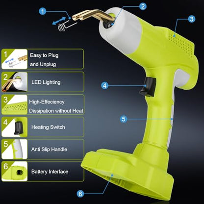 Choerinton Plastic Welder Compatible with Ryobi 18V Battery, with 600PCS Staples, Pure Copper Transformer, Rapid Heating, Plastic Welding Kit for Car Bumper, Dashboard & Repair(No Battery) - color: For Ryobi Battery