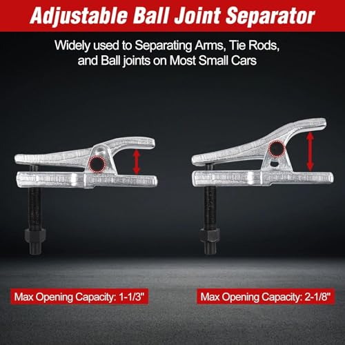 Ball Joint Separator Adjustable Ball Joint Removal Tool Opening Range 1-1/3" to 2-1/8", Universal Tie Rod Removal Tools for Separating Arms, Tie Rods, and Balls Joints on Cars, Light Trucks