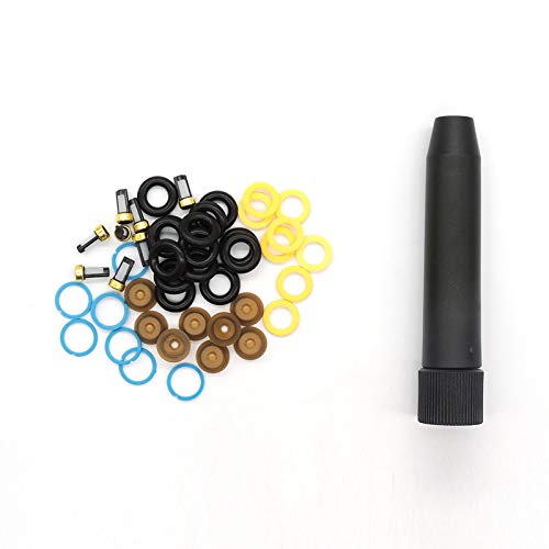 HiSport Fuel Injector Seal Kits Rebuild Set Include O-rings, Pintle Caps, Seal Spacers, Filter Baskets with 1pcs Filter Removal Tool [8 Set]