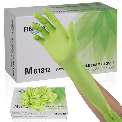 FINITEX Nitrile Disposable Gloves - Green 3.5mil 100/1000PCS Powder-Free Latex-Free Medical & Food Use - color: Green (Medium 100)