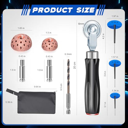 Zonon 29 Pcs Tire Repair Patch Tool Kit Including 24pcs Tire Patch Plugs (34/40/50 Mm), Buffing Wheel, Tire Patch Roller with 4mm Twist Drill Bits for Car, Motorcycle, Vehicle Repairing