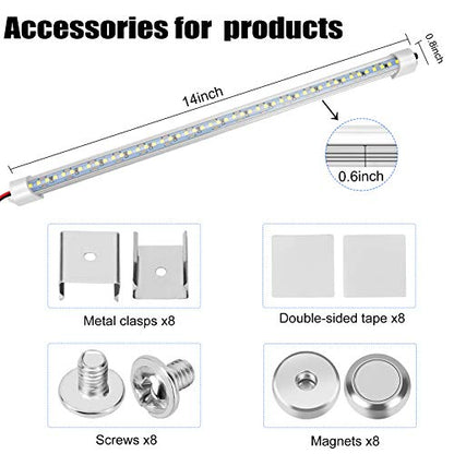 12v LED Interior Light Bar, DC 12 Volt led Strip Lights with Switch and Magnets, 6500K White Light for Enclosed Cargo Trailer Car RV Van Truck Lorry Cabinet Camper Boat Caravan Motorhome 8P - size: 8 P