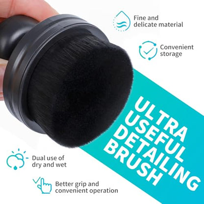 IPELY Tire Shine Brush, Tire Dressing Brush with Storage Base, High Density Bristles Tire Shine Applicator Brush for Auto Detailing