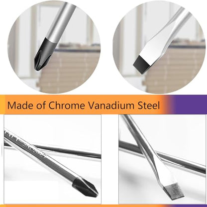 Long Screwdriver Set 3-Piece, Flat and Phillips Head Screwdriver 12 inch Long with Offset Z-Type Double End Screwdriver