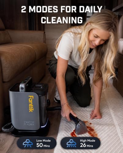 Fanttik Textra 11 Apex Cordless Carpet and Upholstery Cleaner, Self-Cleaning Tool, 150W Brushless Motor, 2 Cleaning Modes, Light-Duty Portable Spot Cleaner for Car, RV Interiors, Sofas, Area Rugs