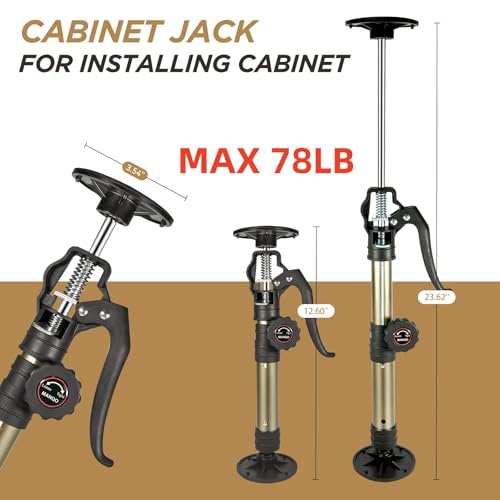 MANQO Cabinet Jacks for Installing Cabinet 3rd Hand Support System Adjustable Support Pole,Extends from 12.60 inch to 23.62 inch,Supports up to 156 lbs for Drywalls 2Pcs Set (Patent Design) - size: 12.60''-23.62'' 2pc point lock