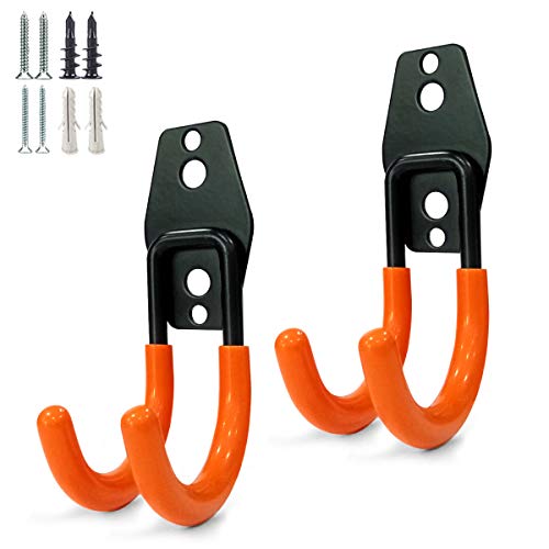 GeeWatom 2 Pack Garage Storage Utility Hooks，Garage Garden Tool Organizer，Steel Wall Mount Hooks, Garden Small U Hooks (Type O-Orange) - color: Type O-Orange
