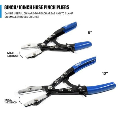 SMOTIVEPRO 9PCS Hose Fluid Line Stopper Kit with Ratchet Pinch Pliers | 4 Fluid Stoppers & 3 Line Plugs, 8"/10" Ratchet Hose Pinch Pliers, Stops Fluid Flow for Brake, Fuel & AC System Repairs - size: 9pcs Hose Fluid Stopper Set
