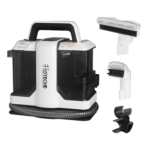 Hoteche Portable Carpet Cleaner Machine, Powerful Handheld Spot Extractor for Pet Stains, Upholstery & Car Interior Cleaning, Dual Tank System, Lightweight Electric Carpet Shampooer with Accessories