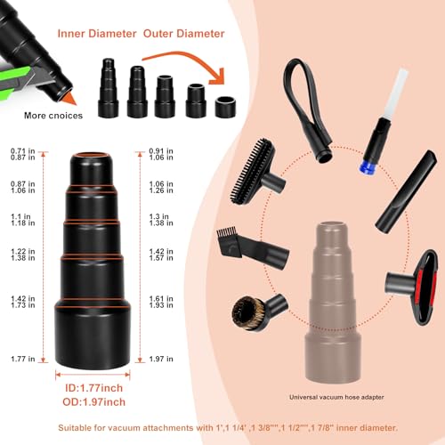 14pcs Universal Vacuum Attachment for Wet Dry Vac Attachments,Vacuum Accessories and Attachments with Shop Vac Extension Wand, Hose Adapter fit 2 1/2", 1 1/4",1 7/8" - size: 14pcs