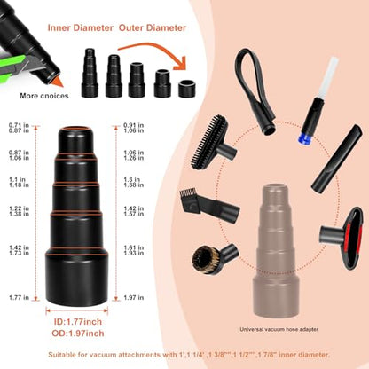 14pcs Universal Vacuum Attachment for Wet Dry Vac Attachments,Vacuum Accessories and Attachments with Shop Vac Extension Wand, Hose Adapter fit 2 1/2", 1 1/4",1 7/8" - size: 14pcs