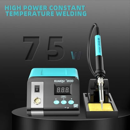 Soldering Station 75W, KUAIQU Digital Soldering Iron Station Kit,Precision Heat Control (50°C~480°C / 122°F~896°F), Ceramic Heating Element, ESD Safe, °C/ºF Conversion, Auto Sleep, Calibration Support