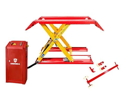 QISHIDA 7000 LBS Portable Car Lift Mid Rise Scissor Lift 220V Electric Power Mid-Rise Car Lift Max. Lifting Height 39.37" Hydraulic Vehicle Lift,Adjustable Quick Jack, JS3000C-220V,5-Year Warranty - size: 220V