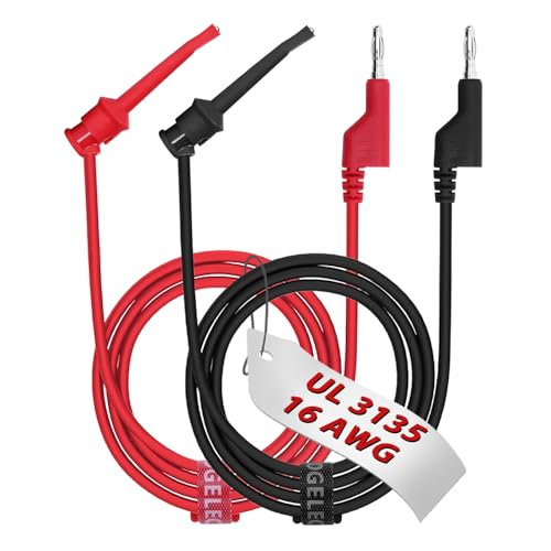 16 Gauge 2pcs/3.3Ft 4MM Banana Plug to Test Hook Clips UL3135, Heavy Duty Silicone Test Leads Set Jumper Wires Kit for Testing - EDGELEC - size: 3.3 Ft(1m)