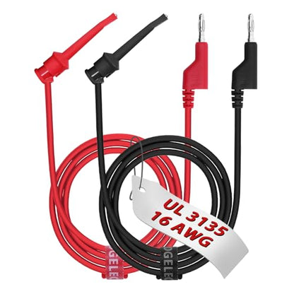 16 Gauge 2pcs/9.9Ft 4MM Banana Plug to Test Hook Clips UL3135, Heavy Duty Silicone Test Leads Set Jumper Wires Kit for Testing - EDGELEC - size: 9.9 Ft(3m)