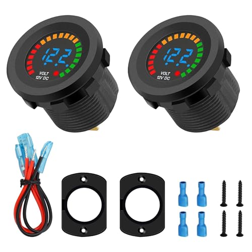 Linkstyle 12V Battery Meter, Waterproof 12V Voltmeter Gauge, Digital Display Voltage Gauge Meter for Marine Car Motorcycle - color: Long Body