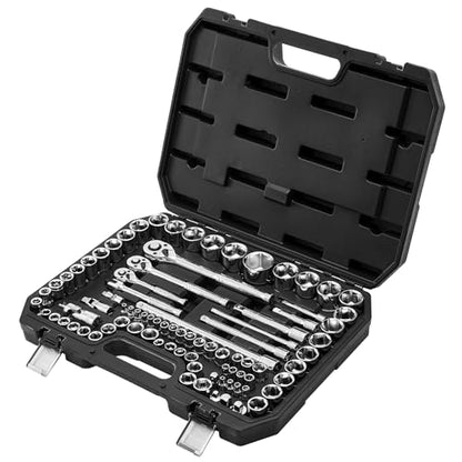 VEVOR Socket Set, 86 Pieces, 3/8 & 1/4 & 1/2 inch Drive Socket and Ratchet Set, SAE and Metric, Mechanic Tool Kit with Ratchet Wrench, Accessories and Storage Case, CR-V Alloy Steel, for Auto Repair - size: 1/4"&3/8"&1/2", style: 86 PCS