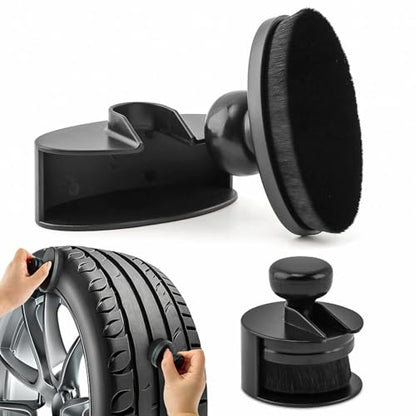 2 Pack Car Tire Shine Applicator, Vegan Tire Shine Applicator with Curved Brush Head Portable Car Tire Brush with Seal Cover Design for Vehicles Tire Shine Polish Wax and Car Wash