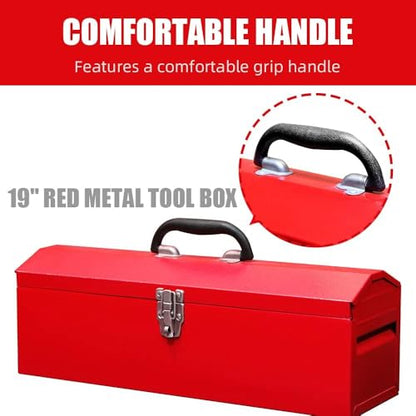 19in Portable Tool Box, 2pack Metal Tool Box, Ideal for Trailer, Mechanic, DIY-ers, Car Toolbox, Workshops, Garages, Repair Shops,Red - size: 2P-19in-Red