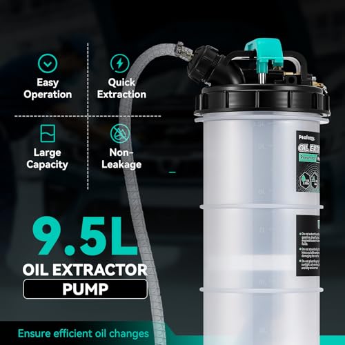 Poafamx 9.5L Oil Extractor Pump Pneumatic/Manual 2.5 Gallon Fluid Extractor | Oil Vacuum Change Pump with 5 Tubes and Extended Storage Units for Automotive, Truck, Boats Oil Change - size: 2.5 Gallon