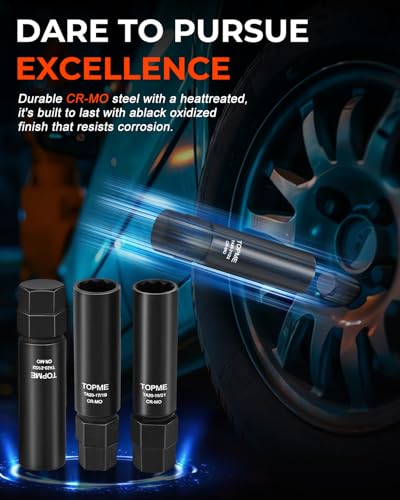 3 Piece 10 Spline Lug Nut Socket, Compatible with Bimecc 10 Spline Lug key | 10 Point Lug Nut Key For Truck Large SUV with 13/16 and 7/8 Hex Drive, CR-MO - color: Ta23-21/22 - 3 Piece Set