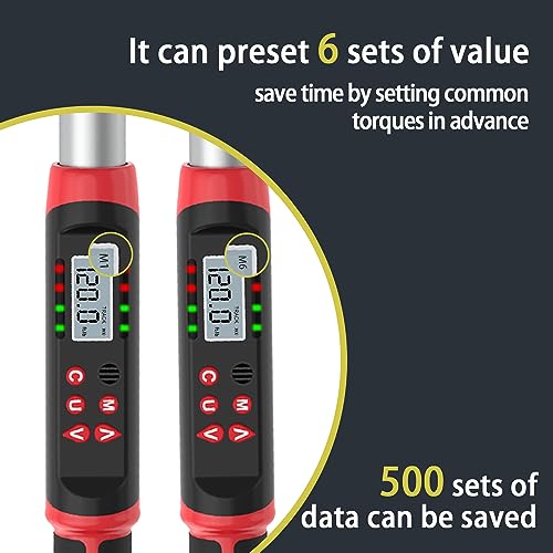 VANPO Digital HVAC Torque Wrench 7.4-147.6 ft.lb, 38mm Adjustable Jaw | 10-200 N.m, ±2% Accuracy, LED Buzzer Alert, 14x18mm Open End, Adjustable Digital Torque Wrench for Mini Split AC, Pipeline - size: 7.4-147.6ft.lb/10-200N.m (14×18mm)