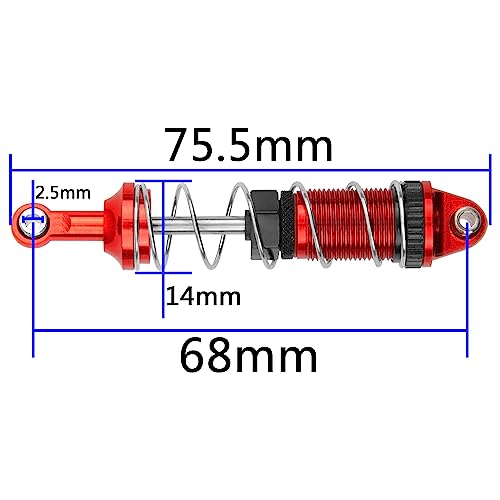 Full Metal Shock Absorber Damper Compatible with MN Model MN128 MN86 MN86K MN86KS G500 1/12 RC Crawler Car (Red) - color: Red