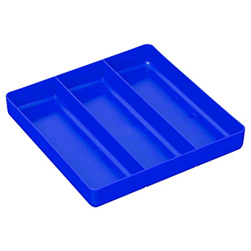 Ernst Manufacturing Toolchest Tray: Stackable Garage Organizer Tray in Blue with 3 Compartments - For Trades, Mechanics, Electricians, Plumbers, Household Use, Hobbies - Heavy Duty - Made in the USA - color: Blue, size: 3-Compartments