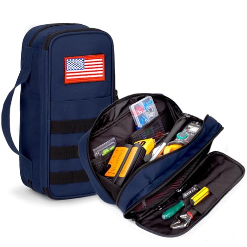 ATRIPACK Tactical Small Tool Bag for Repairmen,Multi-purpose Organiser Bag | Water Resistant Tool Pouch with Zipper Handle, Tool bags for men,Compact Tool Organiser for Repairmen, Carpenters,Handymen - color: Blue