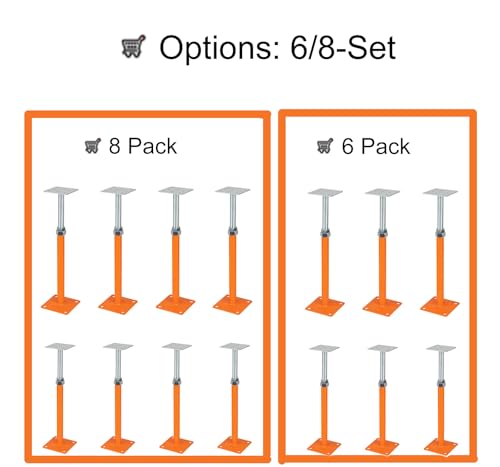 House Jacks for Leveling, Floor Jacks Screw 8 PCS Adjustable 11" - 16" Height Range, Foundation Jacks Pole Joist Support, Home Crawl Space Max Load Capacity 4 ton 8 Pack, Joist Lifting Post - size: 11"-16"