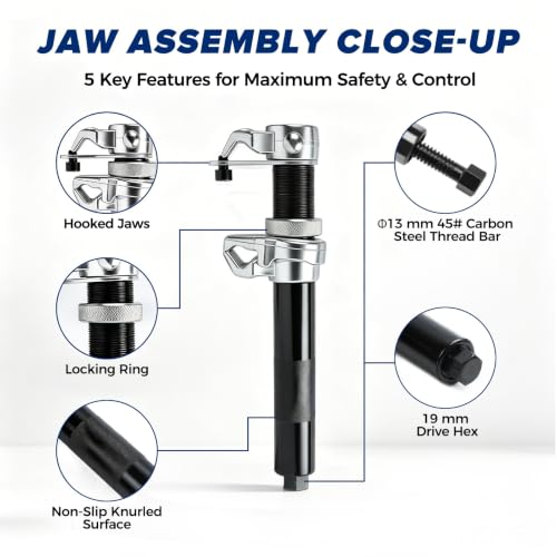 2-Jaw Coil Spring Compressor 4-Rod Strut Tool for BMW Audi Porsche LR | 4-rod 45 steel with arc support arm，fits 90-180mm diameter and 220-380mm height，forged jaws, hard case，for European cars.