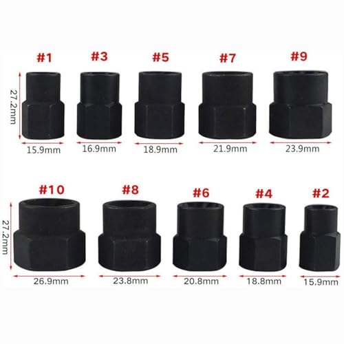 10 Pcs Nut Remover Set with Storage Case,9-19mm Impact Nut Extractor Set,Bolt Remover Tool Set,Nut Extractor Socket,Drive Socket kit,Locking Socket Tools Kit (Hight Set)