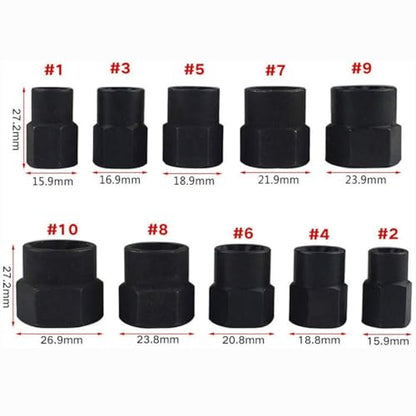 10 Pcs Nut Remover Set with Storage Case,9-19mm Impact Nut Extractor Set,Bolt Remover Tool Set,Nut Extractor Socket,Drive Socket kit,Locking Socket Tools Kit (Hight Set)