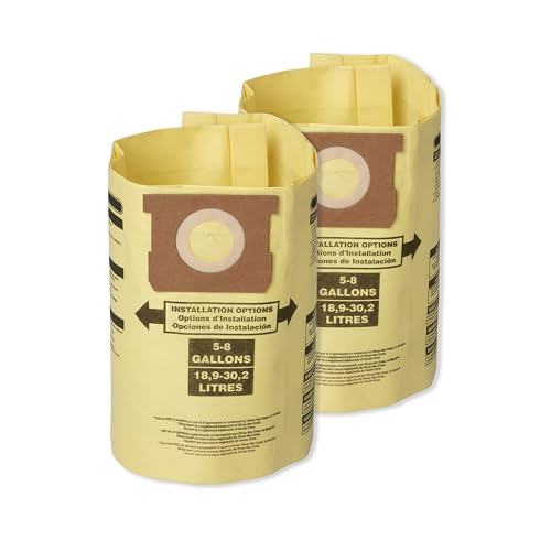 CRAFTSMAN CMXZVBE38775 5-8 Gal. Wet Dry Shop Vacuum Dust Collection Bags | For Fine Dust, Fits Most 5 to 8 Gallon Shop Vacuums, Collects Dry Fine Debris, Reduces Cleanup Time, 2-Pack - style: 5-8 Gallon Fine Dust