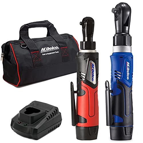 ACDelco Tools ARW1209-K92 G12 Series 12V Li-ion Cordless ¼” & 3/8” Ratchet Wrench Combo Tool Kit with 2 Batteries and Canvas Bag