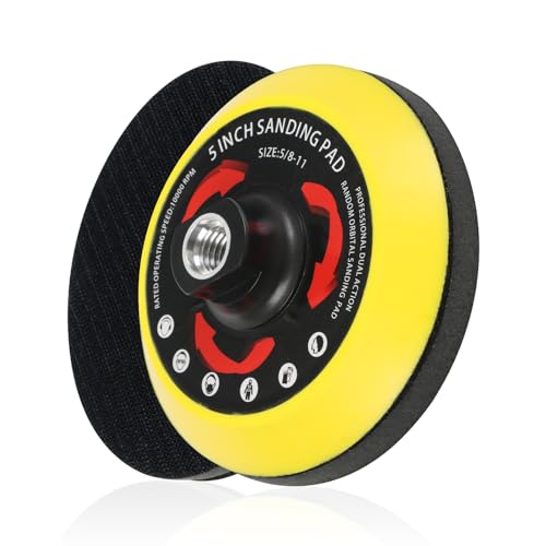 Upgraded 5 Inch Hook and Loop Backing Pad Plate 5/8-11 Threads, Angle Grinder Sanding Disc Attachments with Interface Foam Sanding Pad, Grinder Buffer Accessories for Wood Metal Polishing