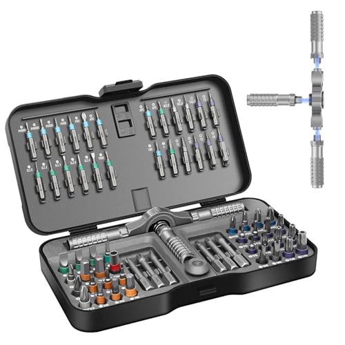 66 in 1 Magnetic Screwdriver Set, DIY Ratchet Screwdriver Set | Detachable Ratchet Handle, Multi Tool set for Furniture Assembly, Precision Electrical Appliance Repair, Bicycle Tools - color: Gray