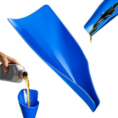 JUSTTOP Flexible Oil Funnel,Reused Flexible Foldable Oil Drain Funnel,Form a Funnel Flexible Draining Tool for Most Cars, Trucks, Motorcycles,Soft Silicone Material,Easy to Clean(Blue) - size: Silicone-Blue
